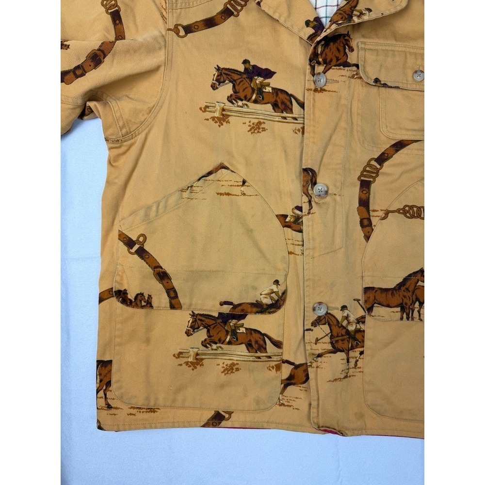 Vintage Ralph Lauren Polo Equestrian Print Chore Jacket Tan M - READ - Picture 6 of 16